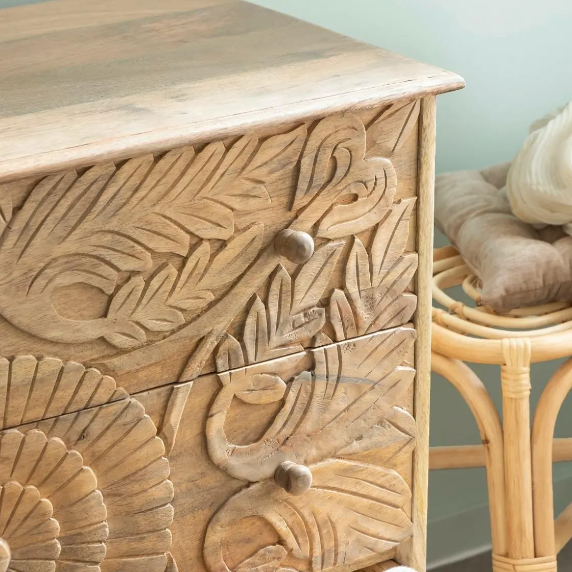 Made in Meubles Commode<Commode sculpté en bois de manguier Adonie