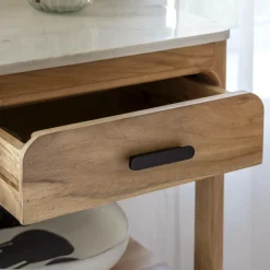 Made in Meubles Table Console<Console avec tiroir en bois d'acacia et marbre Emyr