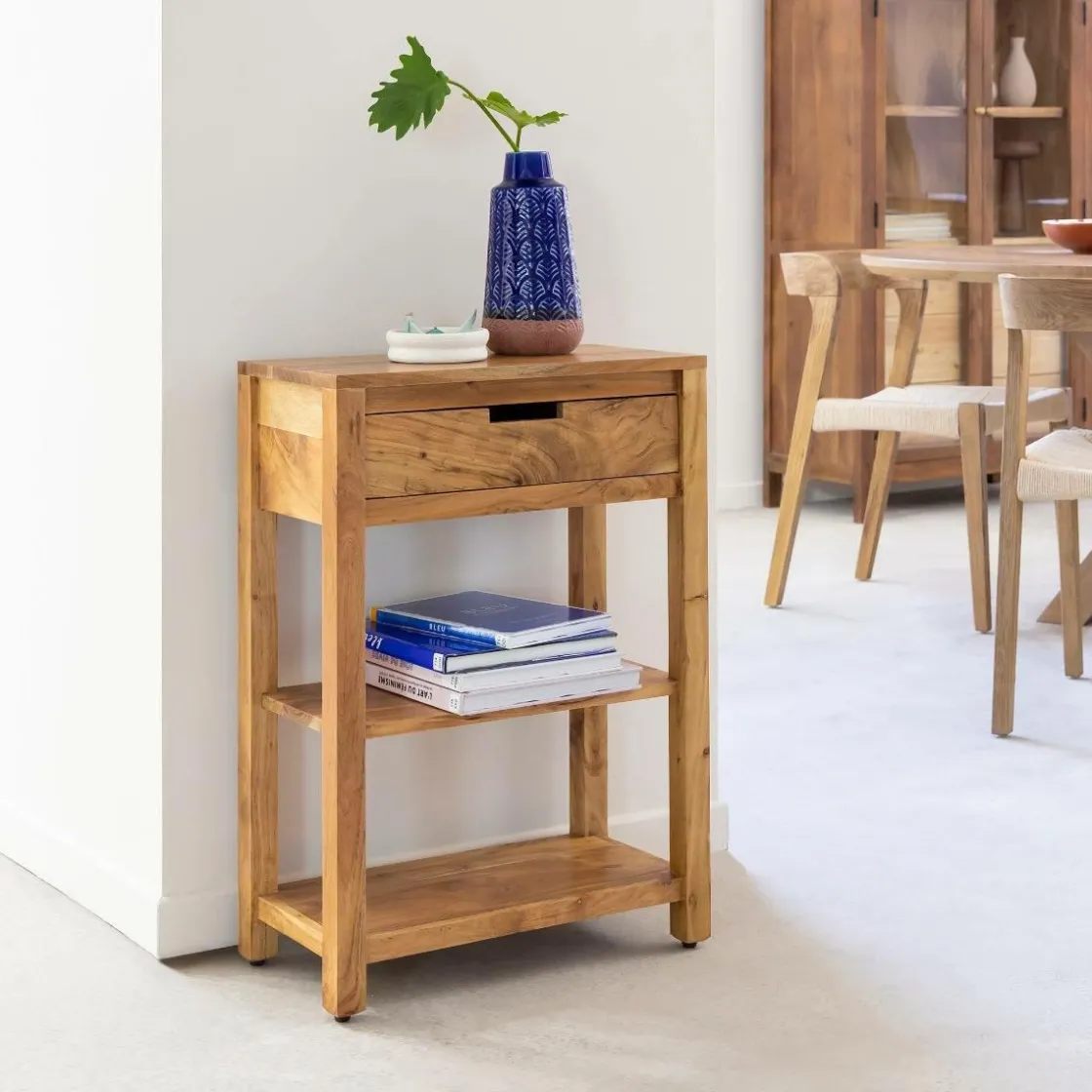 Made in Meubles Table Console<Console avec tiroir en bois d'acacia Orane