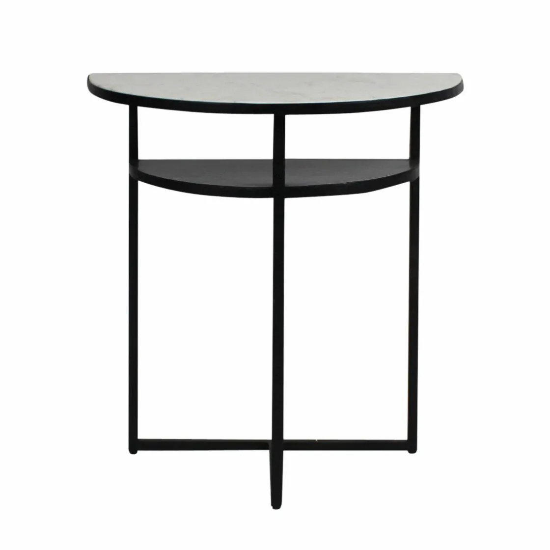 Made in Meubles Table Console<Console demi-lune en marbre blanc et métal Marceau