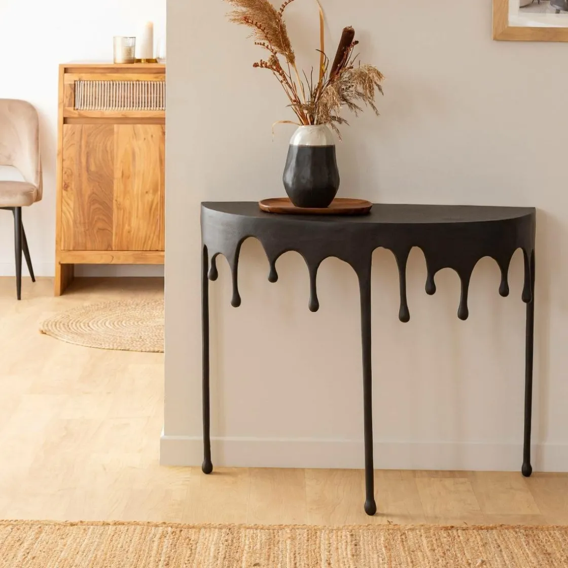 Made in Meubles Table Console<Console en aluminium noir Calypso