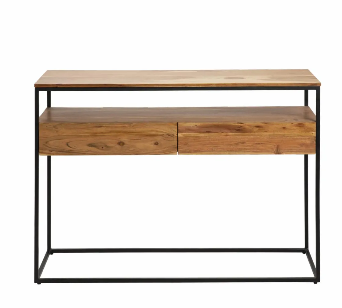 Made in Meubles Table Console<Console en bois d'acacia et métal Etienne