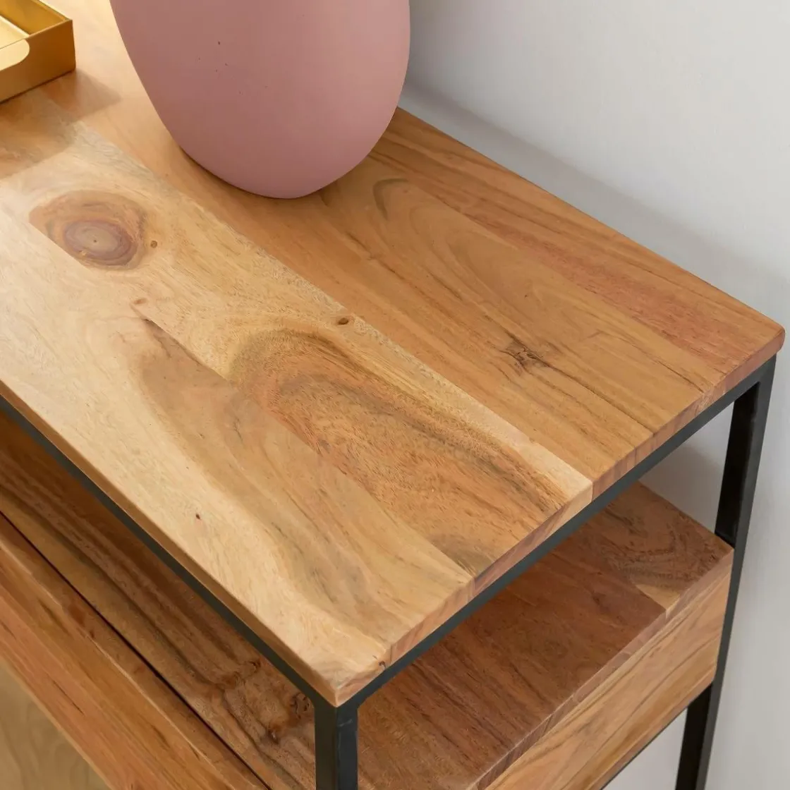 Made in Meubles Table Console<Console en bois d'acacia et métal Etienne