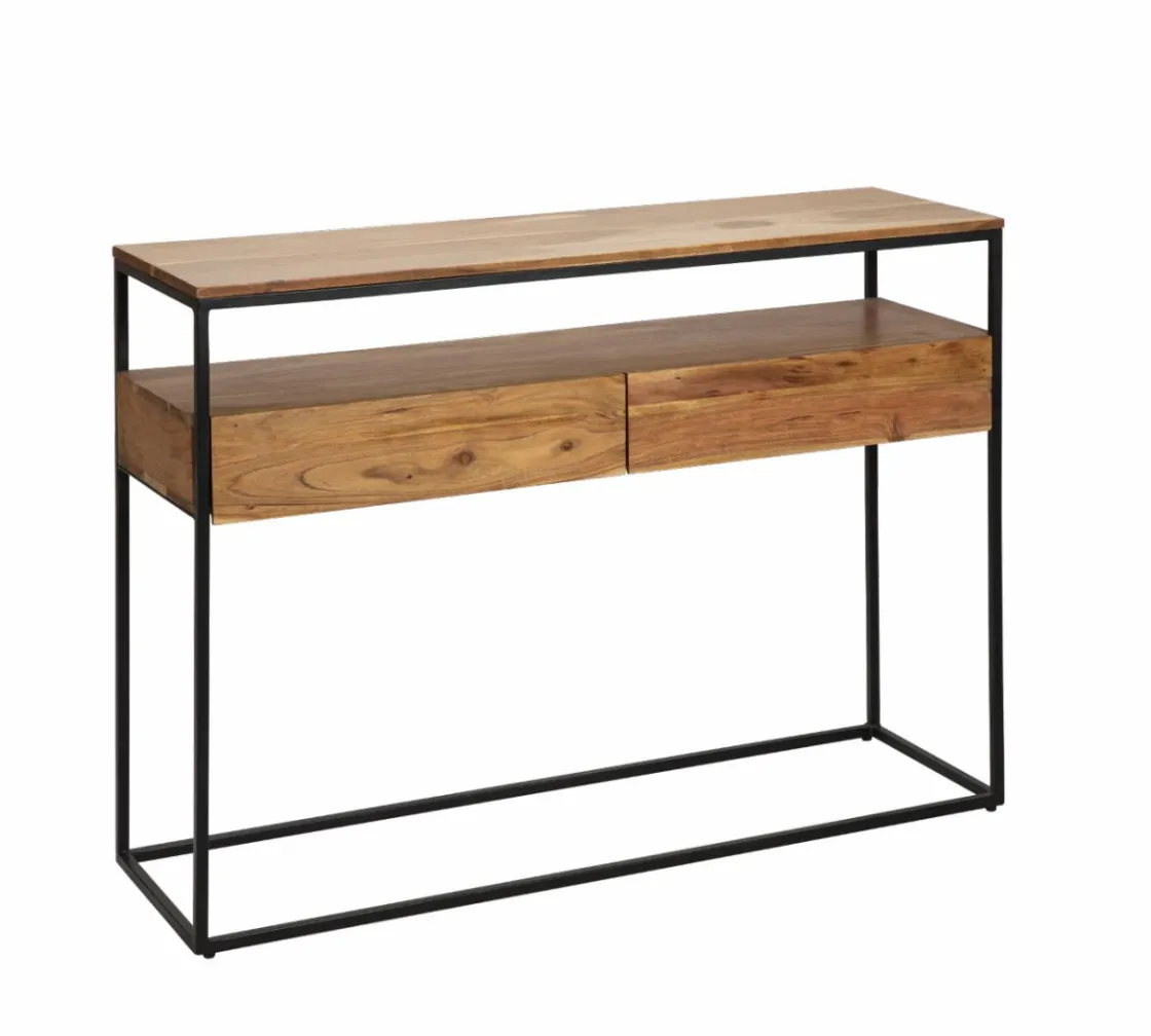 Made in Meubles Table Console<Console en bois d'acacia et métal Etienne