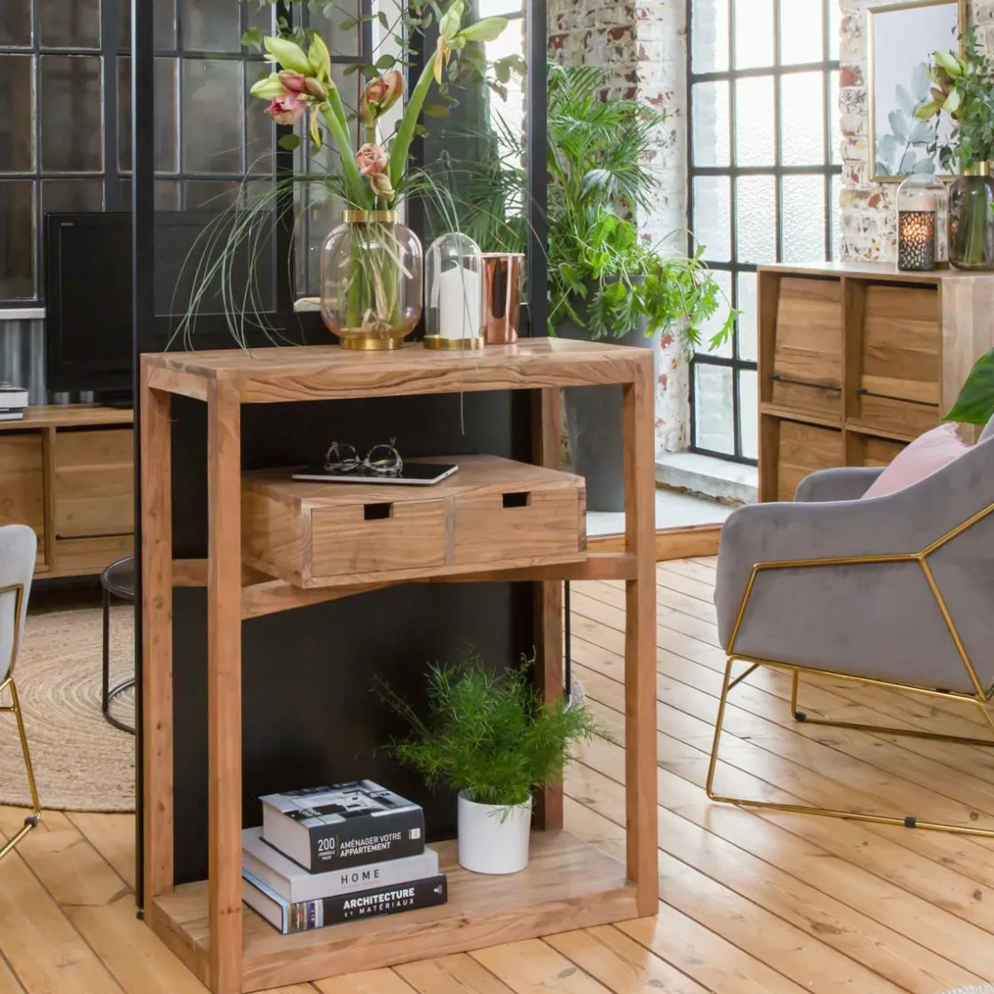 Made in Meubles Table Console<Console en bois d’acacia massif Oslo