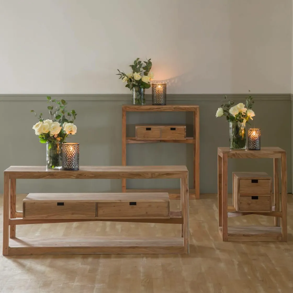 Made in Meubles Table Console<Console en bois d’acacia massif Oslo