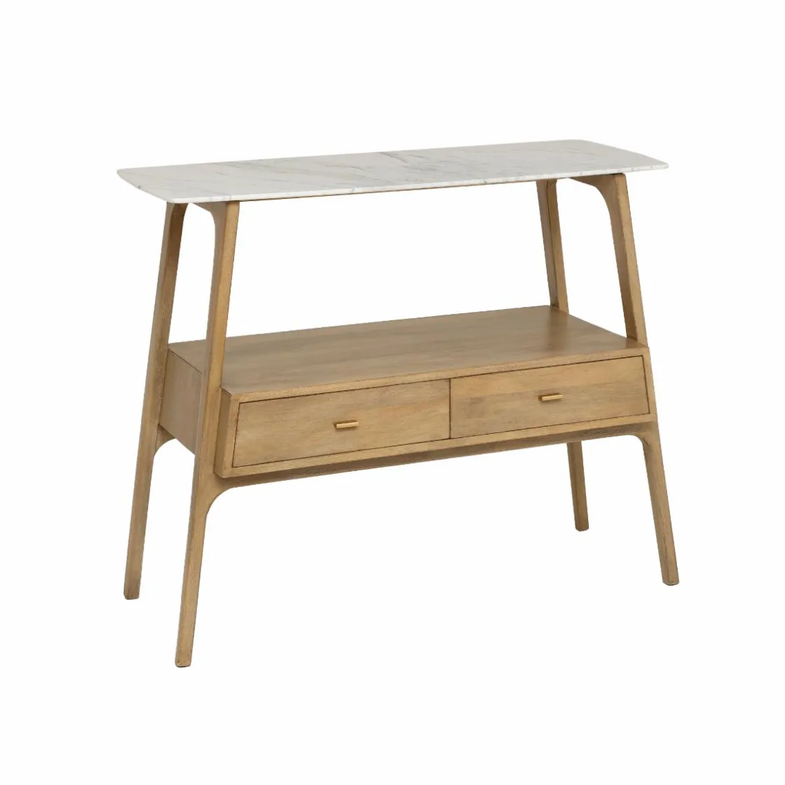 Made in Meubles Table Console<Console en bois de manguier et marbre Hari