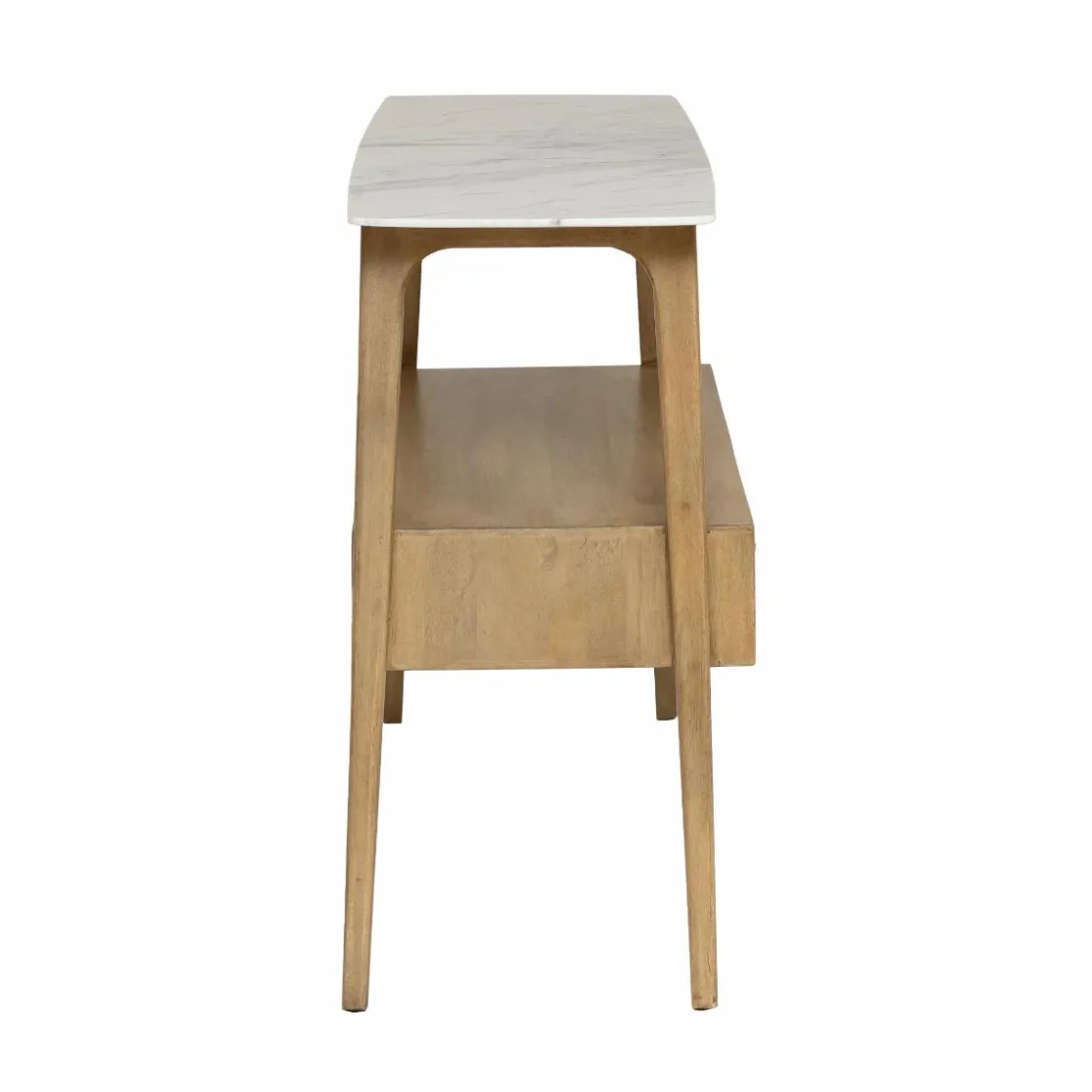 Made in Meubles Table Console<Console en bois de manguier et marbre Hari