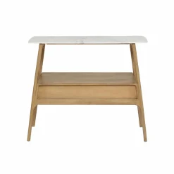 Made in Meubles Table Console<Console en bois de manguier et marbre Hari