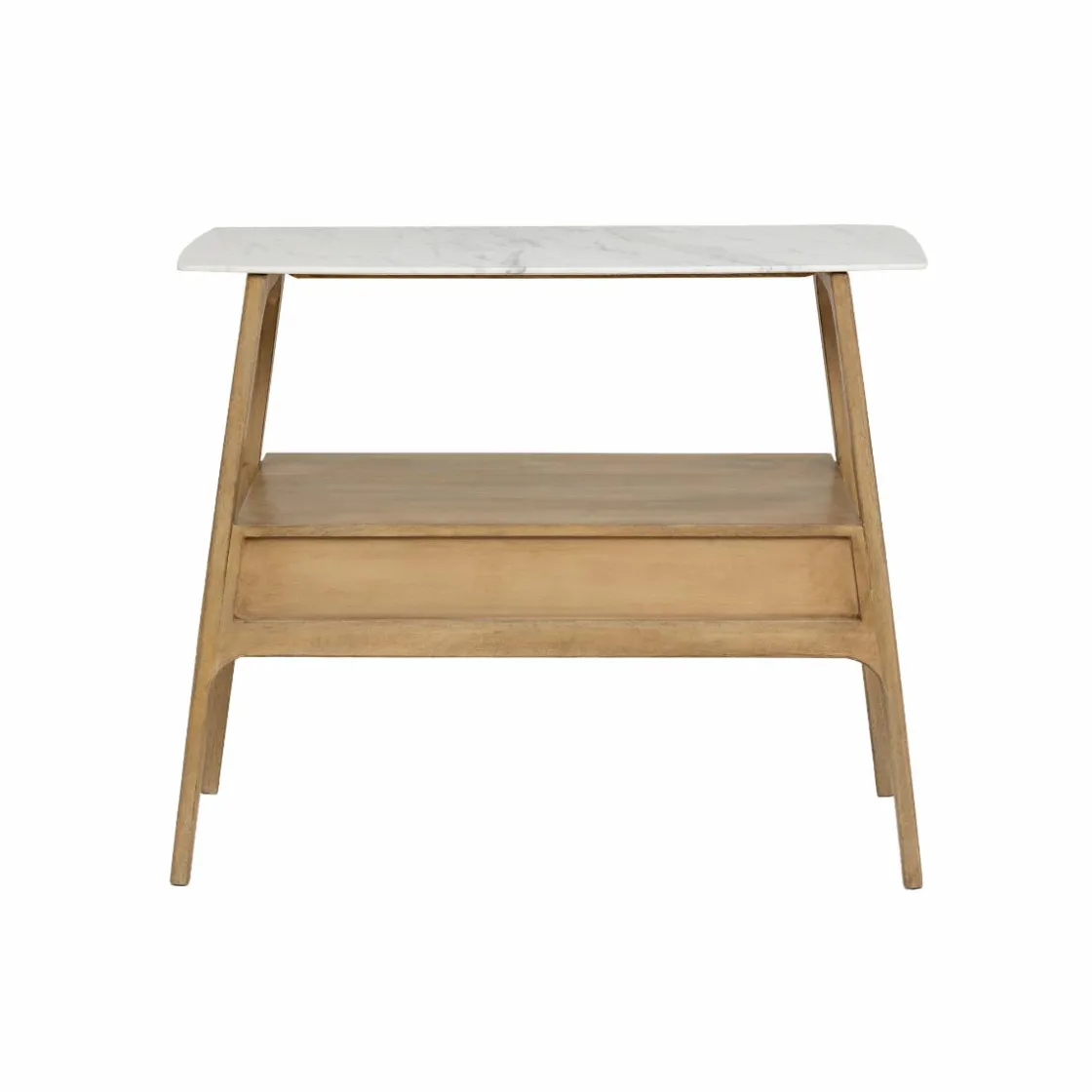 Made in Meubles Table Console<Console en bois de manguier et marbre Hari
