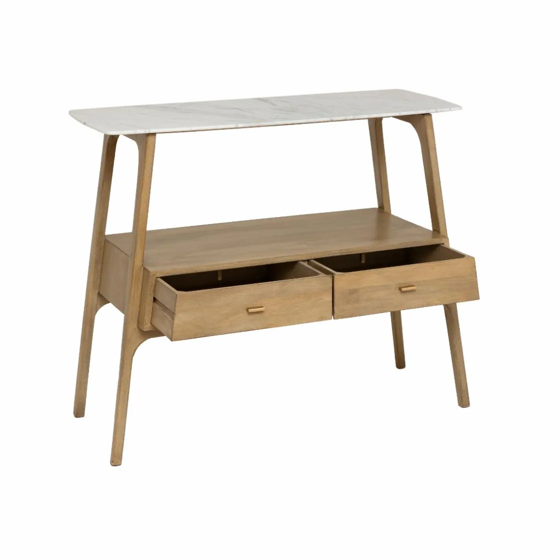 Made in Meubles Table Console<Console en bois de manguier et marbre Hari