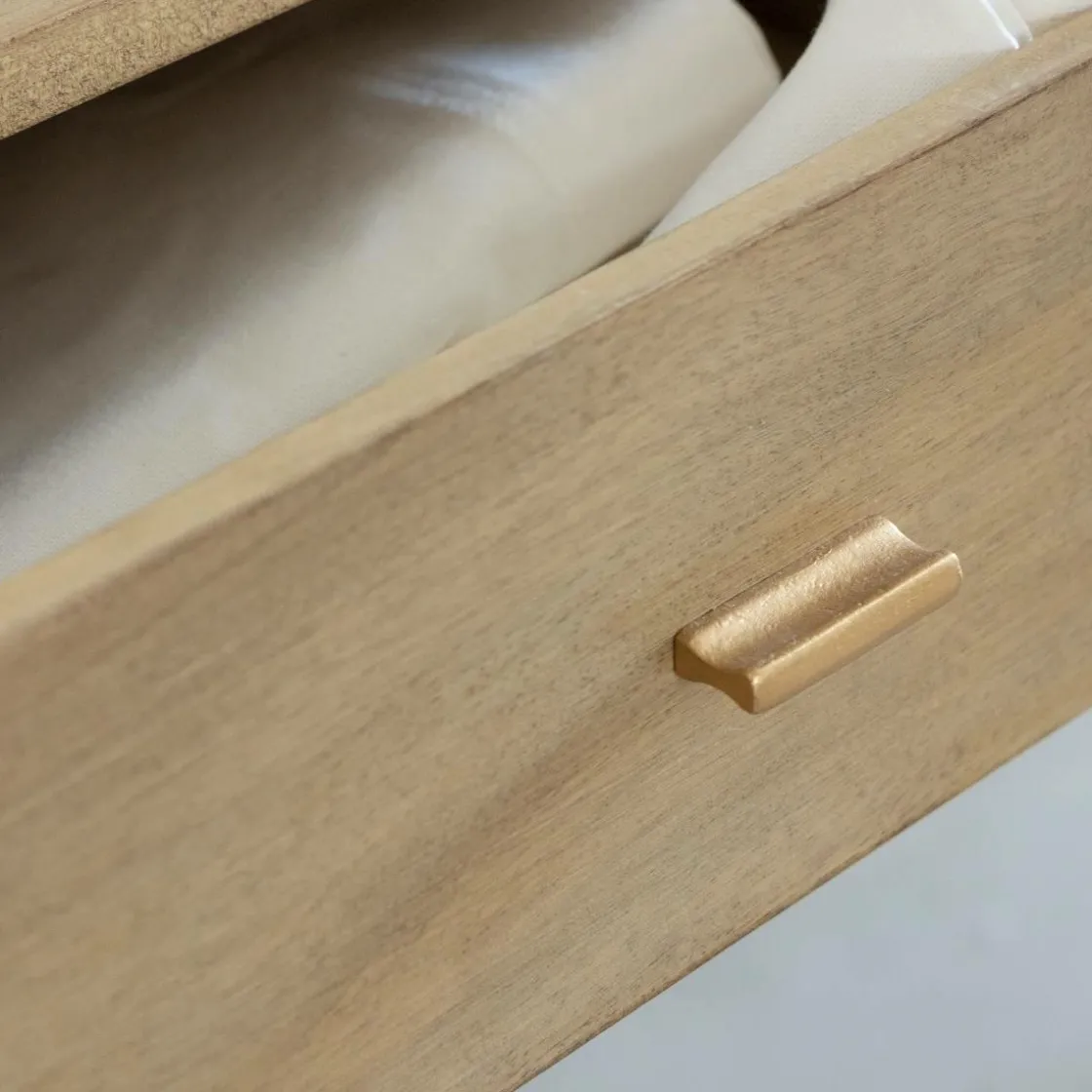 Made in Meubles Table Console<Console en bois de manguier et marbre Hari