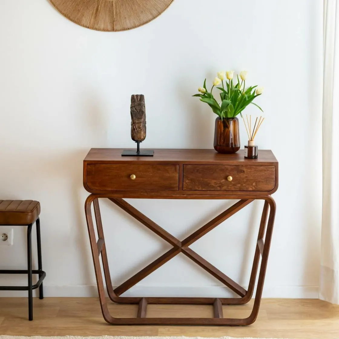 Made in Meubles Table Console<Console en bois de manguier Sam