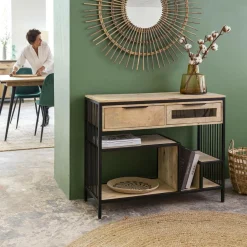 Made in Meubles Table Console<Console en bois de manguier et métal Héloïse