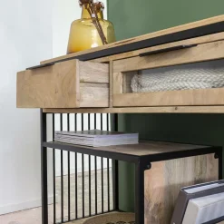 Made in Meubles Table Console<Console en bois de manguier et métal Héloïse