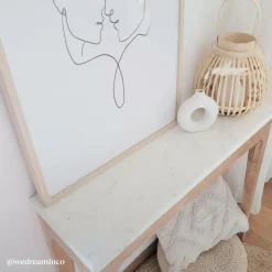 Made in Meubles Table Console<Console en bois de manguier et marbre Arthuro