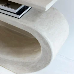 Made in Meubles Table Console<Console en bois effet béton blanc Danaé