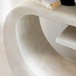 Made in Meubles Table Console<Console en bois effet béton blanc Danaé