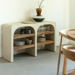 Made in Meubles Table Console<Console en bois effet béton et bois d'acacia Dalva