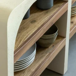 Made in Meubles Table Console<Console en bois effet béton et bois d'acacia Dalva