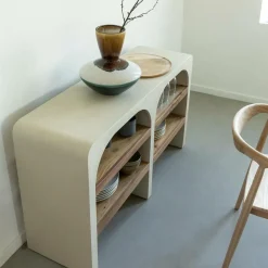 Made in Meubles Table Console<Console en bois effet béton et bois d'acacia Dalva