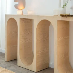 Made in Meubles Table Console<Console en chêne massif clair Octave