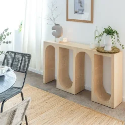 Made in Meubles Table Console<Console en chêne massif clair Octave