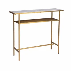Made in Meubles Table Console<Console en métal doré et marbre Timéo