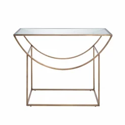 Made in Meubles Table Console<Console en métal doré et verre Léa