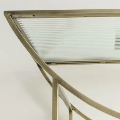 Made in Meubles Table Console<Console en métal doré et verre Léa