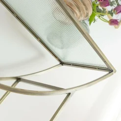 Made in Meubles Table Console<Console en métal doré et verre Léa