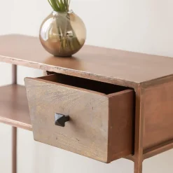 Made in Meubles Table Console<Console en métal effet cuivre Lima