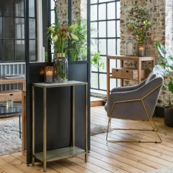 Made in Meubles Table Console<Console en métal et marbre Pomme