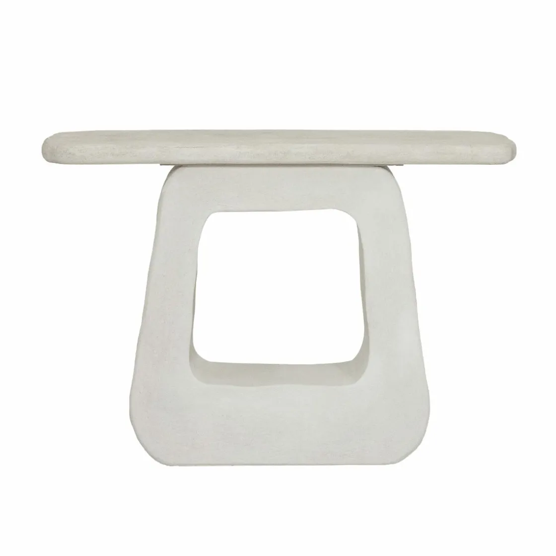 Made in Meubles Table Console<Console pied central en bois effet béton blanc Danaé