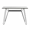 Made in Meubles Table Console<Console pieds compas en marbre blanc et métal Marceau