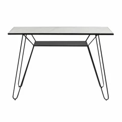 Made in Meubles Table Console<Console pieds compas en marbre blanc et métal Marceau