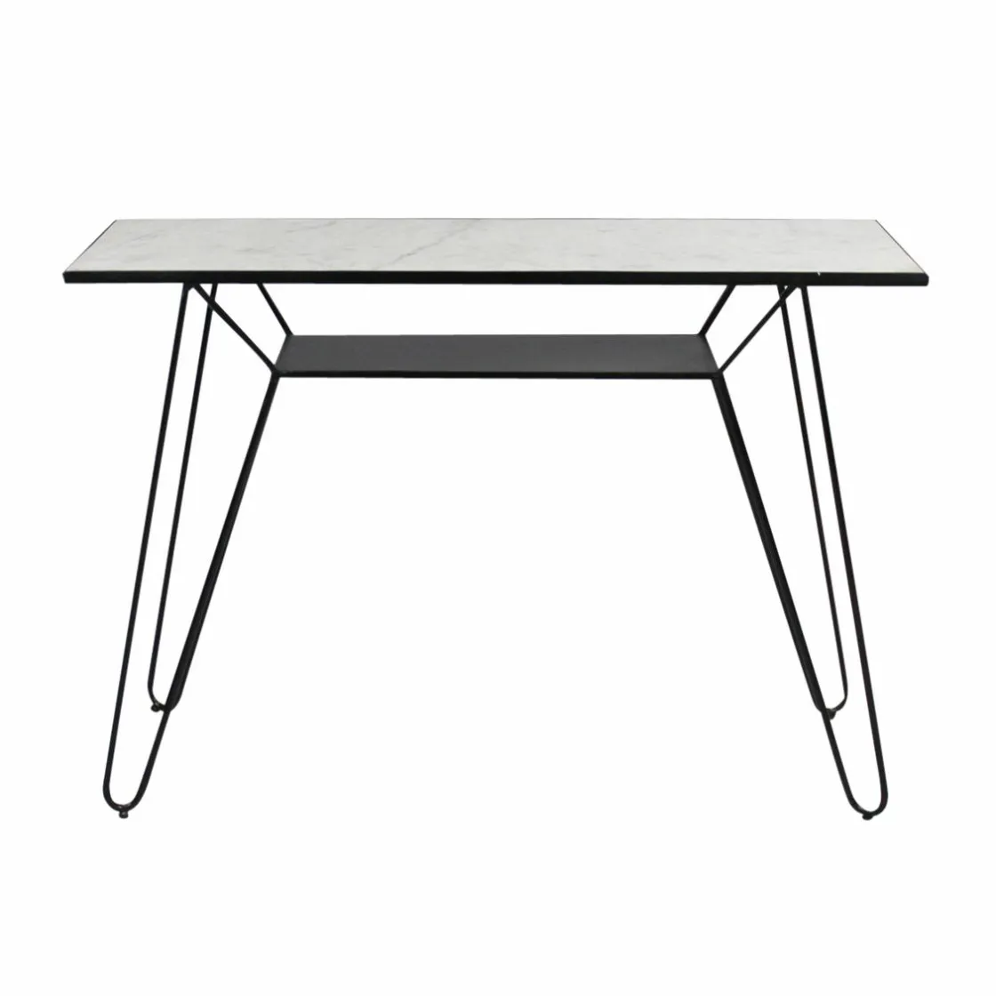 Made in Meubles Table Console<Console pieds compas en marbre blanc et métal Marceau