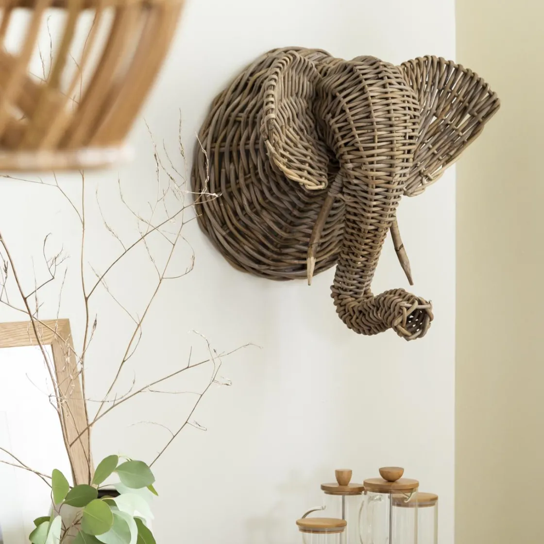 Made in Meubles Décoration<Décoration murale éléphant en rotin Rattan