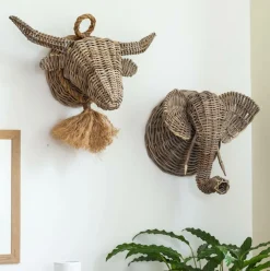 Made in Meubles Décoration<Décoration murale taureau en rotin Rattan