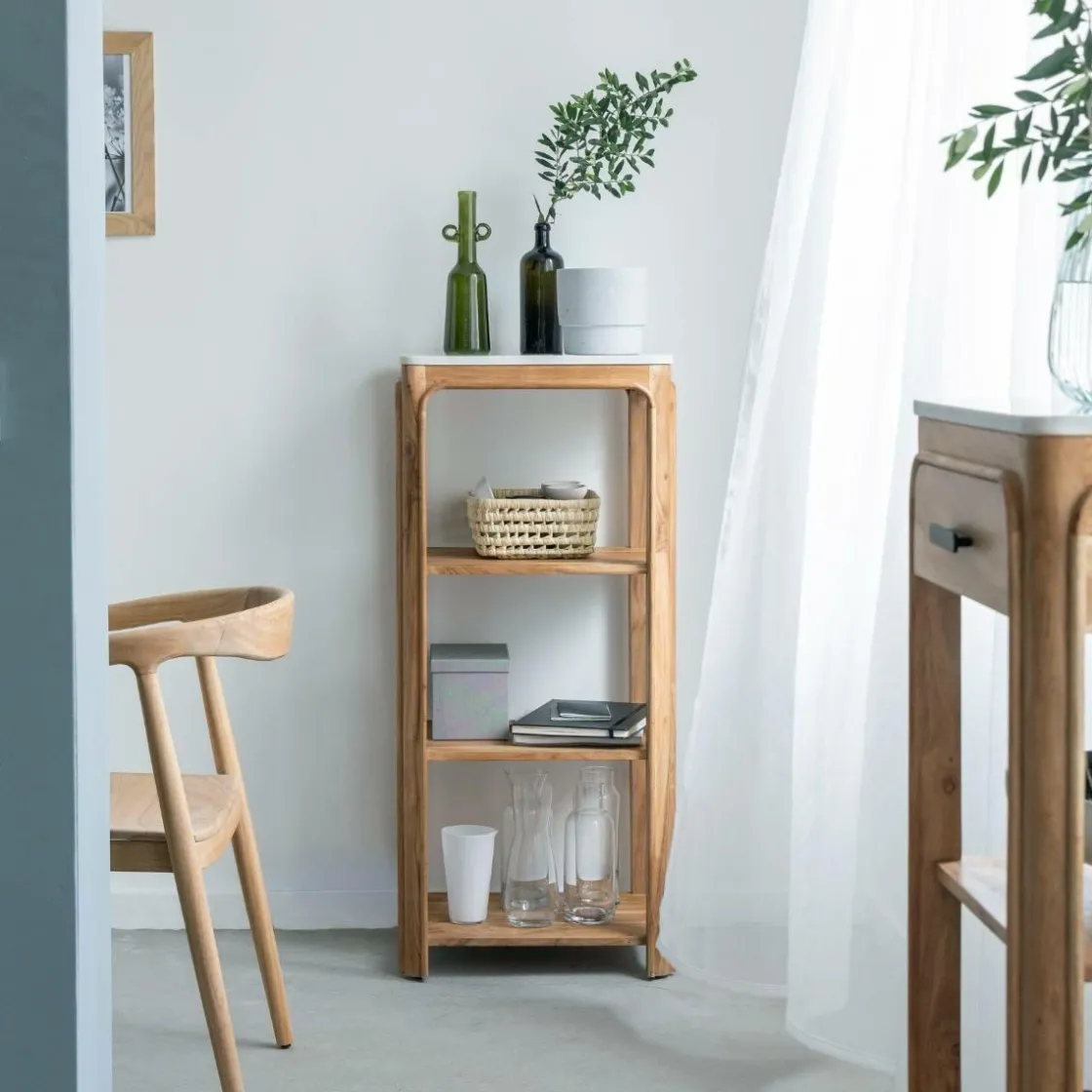 Made in Meubles Etagère|Meuble De Rangement<Etagère carrée en bois d'acacia et marbre Emyr