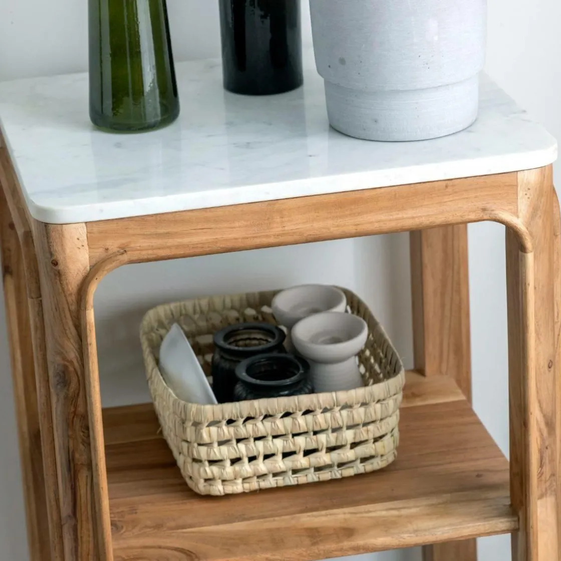 Made in Meubles Etagère|Meuble De Rangement<Etagère carrée en bois d'acacia et marbre Emyr
