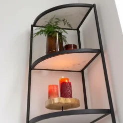 Made in Meubles Etagère<Etagère d'angle en métal et marbre Mona