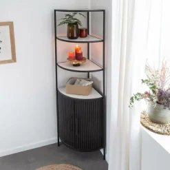 Made in Meubles Etagère<Etagère d'angle en métal et marbre Mona