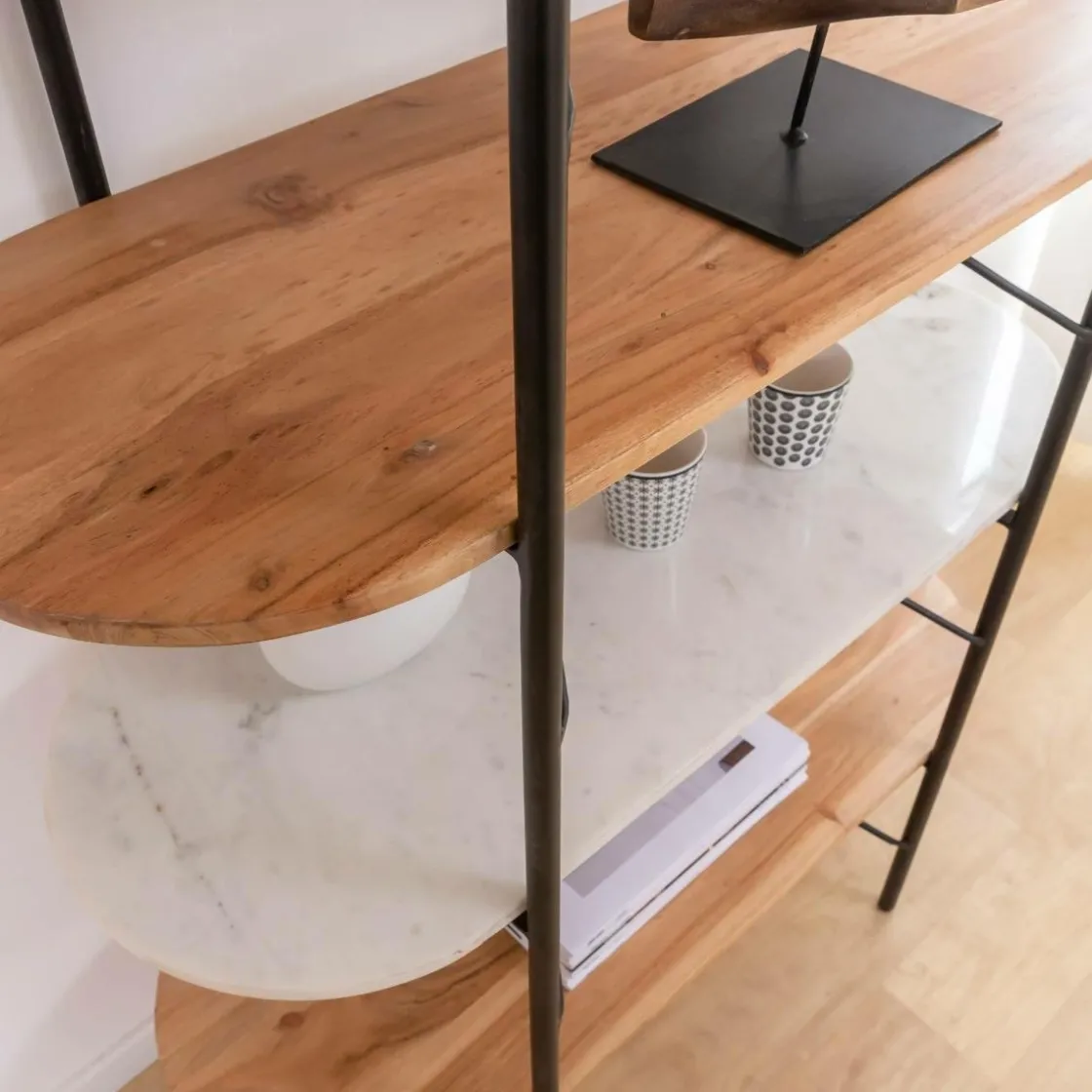 Made in Meubles Etagère<Etagère en bois d'acacia et marbre Scott