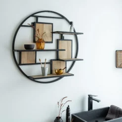 Made in Meubles Etagère<Etagère ronde en bois de manguier et métal Noam