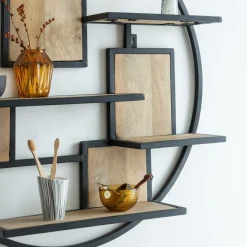 Made in Meubles Etagère<Etagère ronde en bois de manguier et métal Noam