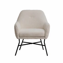 Made in Meubles Fauteuil<Fauteuil blanc en tissu bouclette Amandine