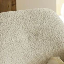 Made in Meubles Fauteuil<Fauteuil blanc en tissu bouclette Amandine