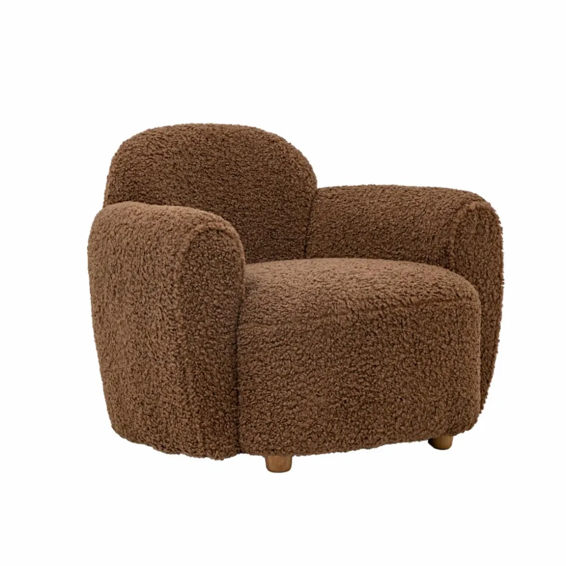 Made in Meubles Fauteuil<Fauteuil club en tissu bouclette marron Tommy