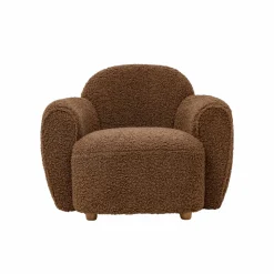 Made in Meubles Fauteuil<Fauteuil club en tissu bouclette marron Tommy